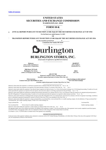 Thumbnail Burlington Stores 10-K Annual Report 2014