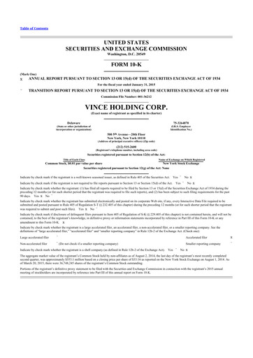 Thumbnail Vince Holding 10-K Annual Report 2014