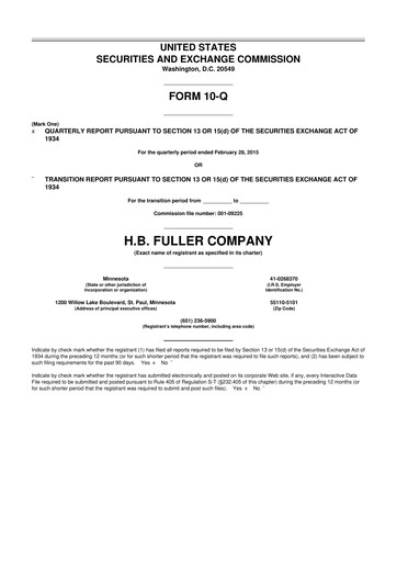 Thumbnail H.B. Fuller
 10-Q Quarterly Report FY2015 