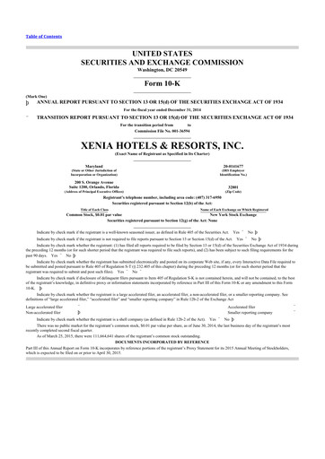 Thumbnail Xenia Hotels & Resorts

 10-K Annual Report 