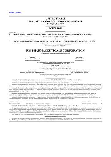 Thumbnail Phio Pharmaceuticals 10-K Annual Report 2014