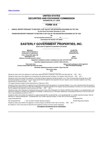 Thumbnail Easterly Government Properties 10-K Annual Report 