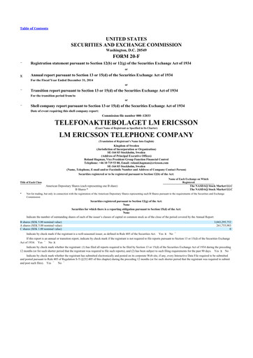 Vorschaubild Ericsson 20-F Jahresbericht 