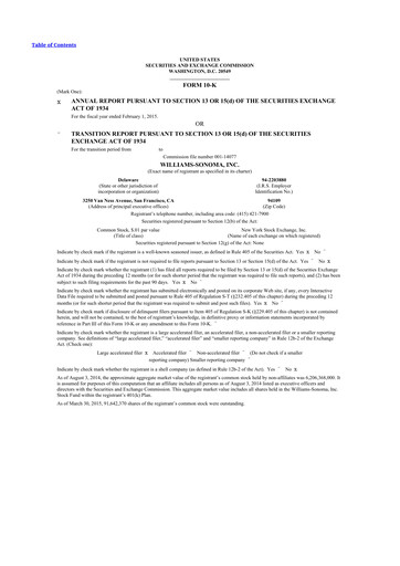 Thumbnail Williams-Sonoma 10-K Annual Report 2014