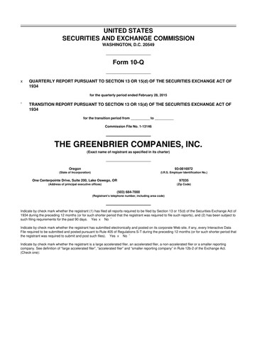 Thumbnail The Greenbrier Companies
 10-Q Quarterly Report FY2015 