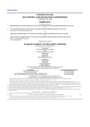 Thumbnail Tsakos Energy Navigation 20-F Annual Report 2014