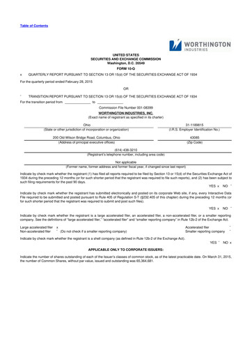 Thumbnail Worthington Enterprises 10-Q Quarterly Report FY2015 