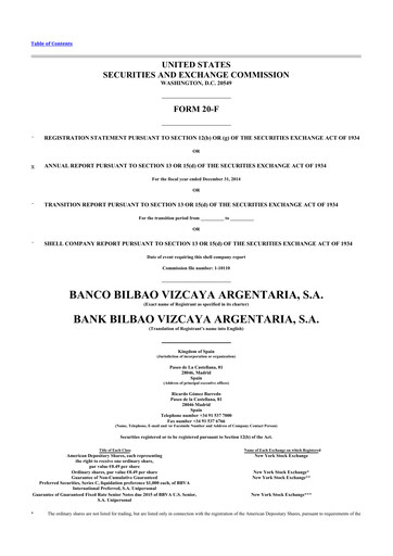 Thumbnail Banco Bilbao Vizcaya Argentaria 20-F Annual Report 