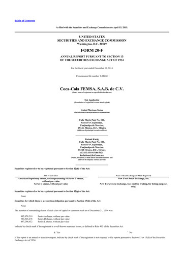 Thumbnail Coca-Cola FEMSA 20-F Annual Report 