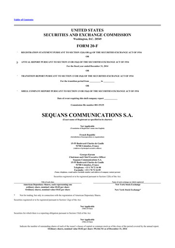 Thumbnail Sequans Communications 20-F Annual Report 