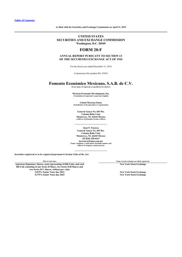 Thumbnail Fomento Económico Mexicano (FEMSA) 20-F Annual Report 