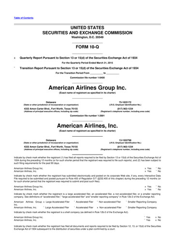 Thumbnail American Airlines 10-Q Quarterly Report FY 