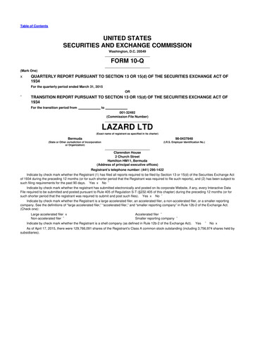 Thumbnail Lazard 10-Q Quarterly Report FY2015 