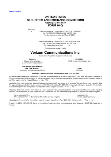 Thumbnail Verizon 10-Q Quarterly Report FY2015 