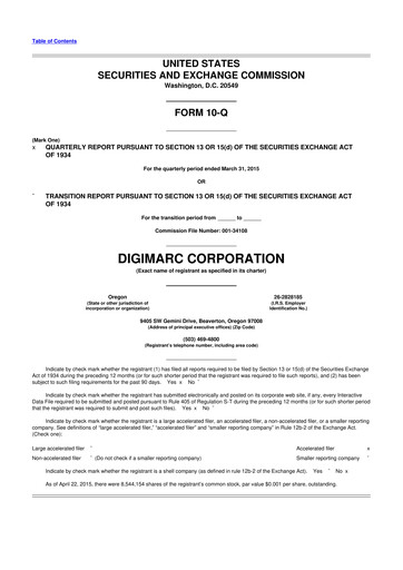 Vorschaubild Digimarc
 10-Q Quartalsbericht 2015 