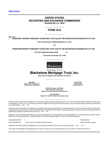 Thumbnail Blackstone Mortgage Trust
 10-Q Quarterly Report FY2015 