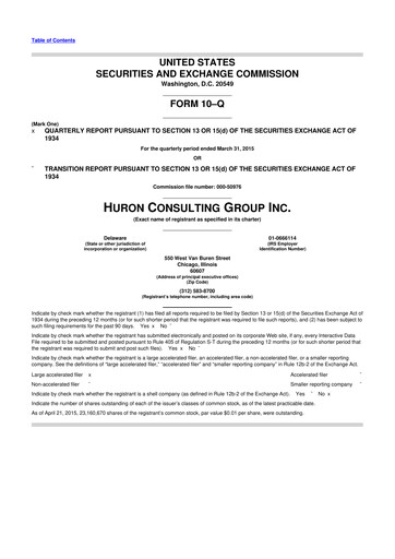 Thumbnail Huron Consulting 10-Q Quarterly Report FY2015 