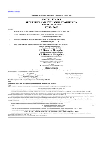 Thumbnail KB Financial Group 20-F Annual Report 