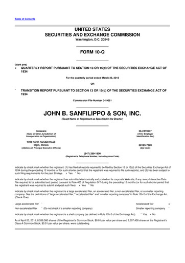 Thumbnail John B. Sanfilippo & Son 10-Q Quarterly Report FY2015 
