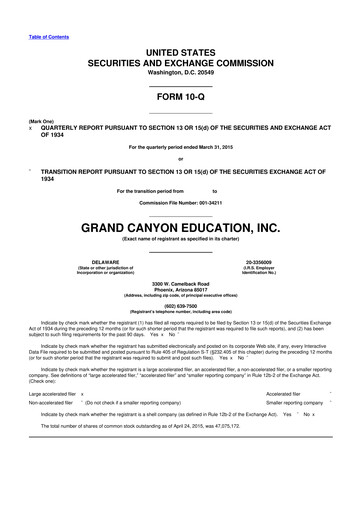 Vorschaubild Grand Canyon Education 10-Q Quartalsbericht 2015 