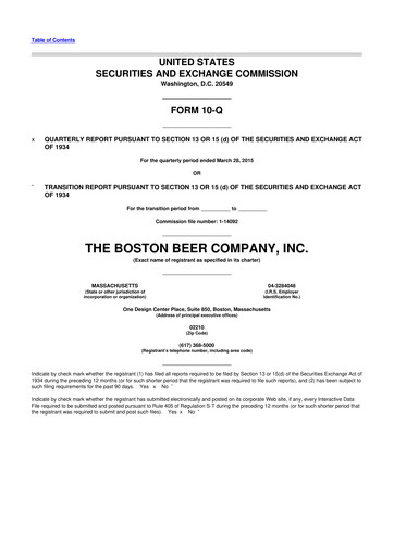 Thumbnail Boston Beer Company 10-Q Quarterly Report FY2015 