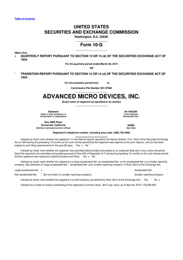 Miniature AMD 10-Q Rapport trimestriel 2015 