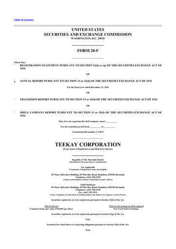 Vorschaubild Teekay 20-F Jahresbericht 2014