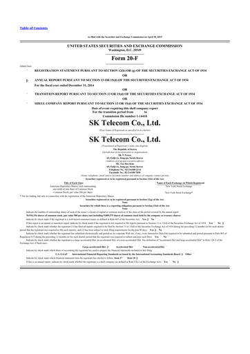 Miniature SK Telecom 20-F Rapport annuel 