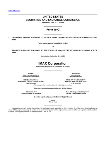 Thumbnail Imax Corp 10-Q Quarterly Report FY2015 