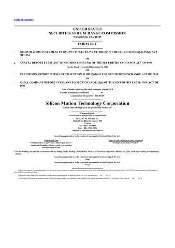 Thumbnail Silicon Motion
 20-F Annual Report 2014