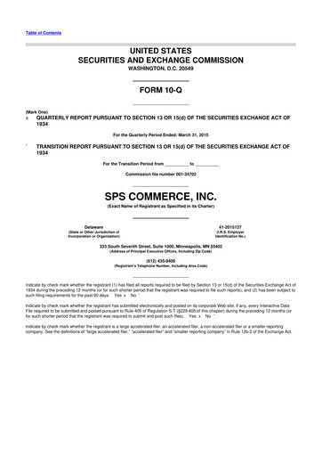 Thumbnail SPS Commerce
 10-Q Quarterly Report FY2015 