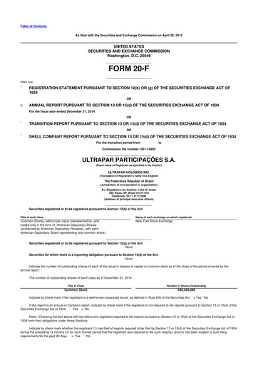 Vorschaubild Ultrapar Participacoes 20-F Jahresbericht 