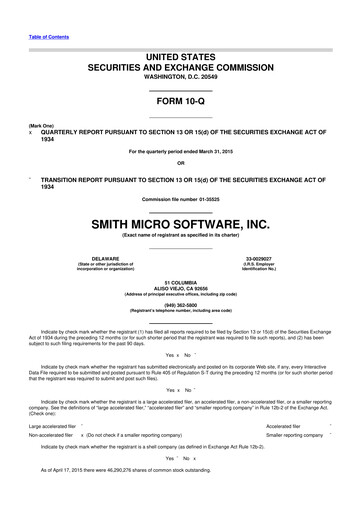Thumbnail Smith Micro Software
 10-Q Quarterly Report FY2015 