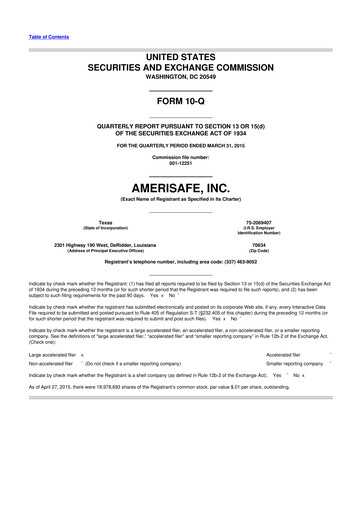 Thumbnail AMERISAFE 10-Q Quarterly Report FY2015 