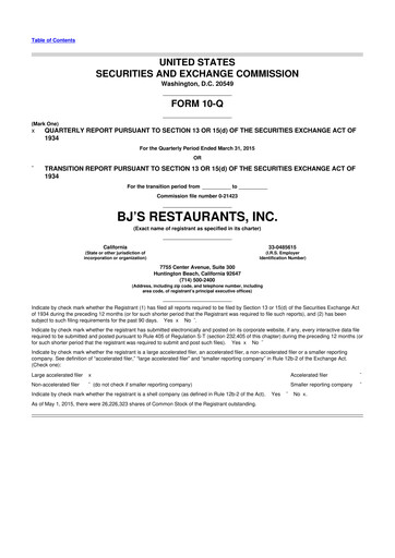 Thumbnail BJ's Restaurants
 10-Q Quarterly Report FY2015 