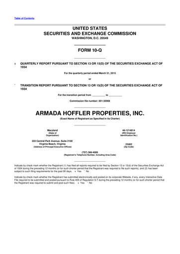 Thumbnail Armada Hoffler Properties
 10-Q Quarterly Report FY2015 