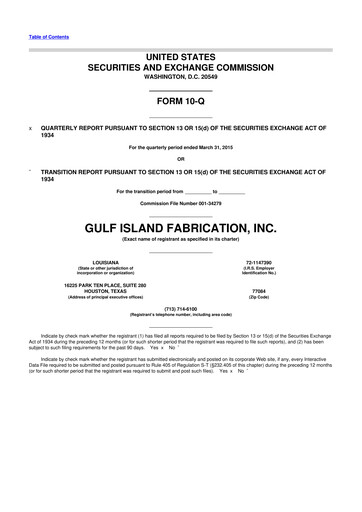 Thumbnail Gulf Island Fabrication
 10-Q Quarterly Report FY2015 