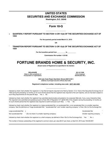 Thumbnail Fortune Brands Innovations 10-Q Quarterly Report FY2015 