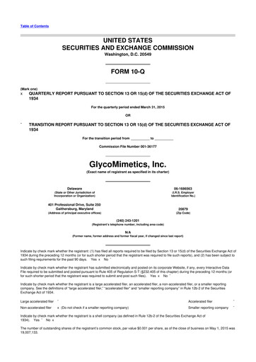 Thumbnail GlycoMimetics
 10-Q Quarterly Report FY2015 