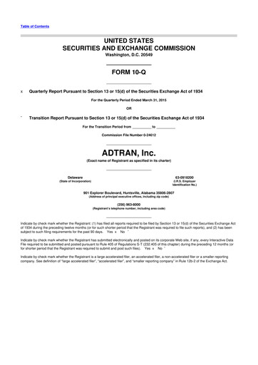 Thumbnail ADTRAN 10-Q Quarterly Report FY2015 