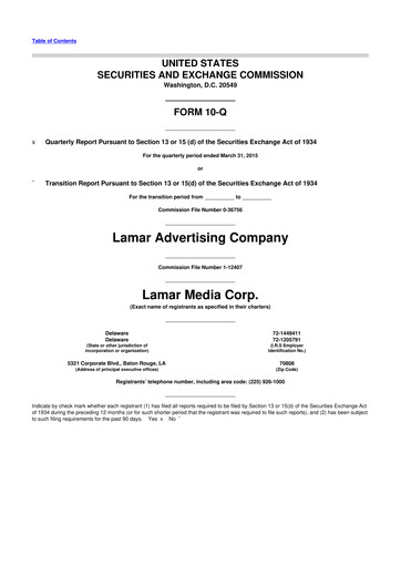 Thumbnail Lamar Advertising 10-Q Quarterly Report FY 