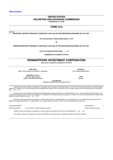 Vorschaubild PennantPark Investment 10-Q Quartalsbericht  