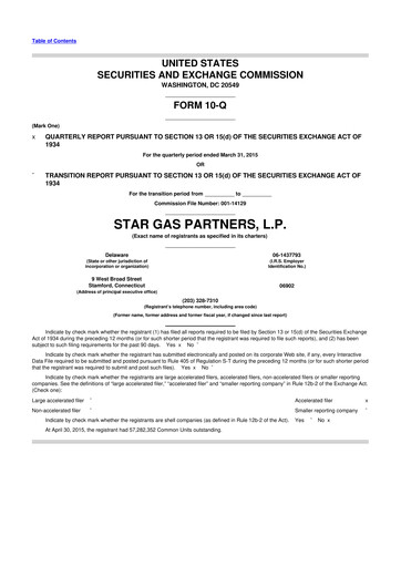 Thumbnail Star Group 10-Q Quarterly Report FY2015 