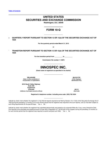Thumbnail Innospec 10-Q Quarterly Report FY2015 