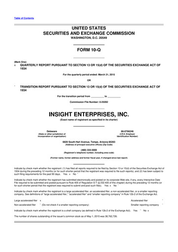 Thumbnail Insight Enterprises
 10-Q Quarterly Report FY2015 