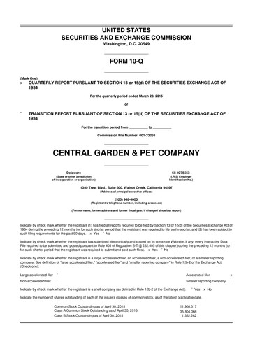 Miniature Central Garden & Pet 10-Q Rapport trimestriel 2015 