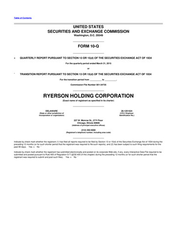 Miniature Ryerson 10-Q Rapport trimestriel 2015 