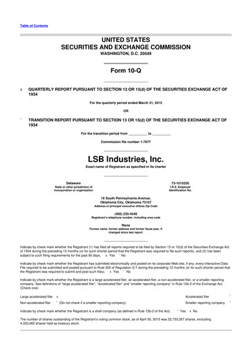 Thumbnail LSB Industries 10-Q Quarterly Report FY2015 