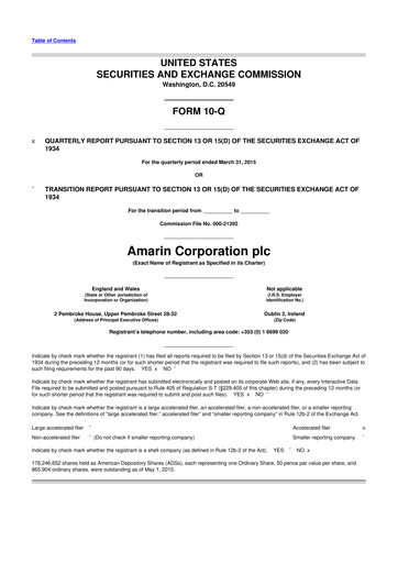 Thumbnail Amarin Corporation
 10-Q Quarterly Report FY2015 