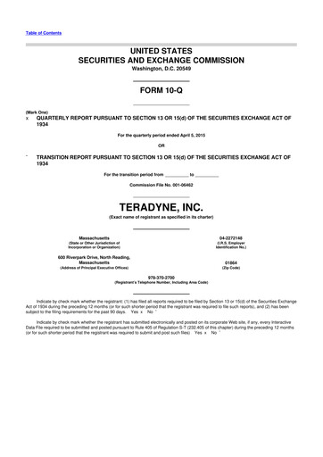 Miniature Teradyne 10-Q Rapport trimestriel 2015 